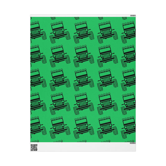 Green 4X4 offroad Pattern Wrapping Paper — Succulent-Themed Gift Wrap for Jeep Lovers
