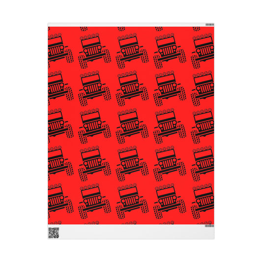 4X4 Off-Road Wrapping Paper Roll — Red Holiday Pattern for the Jeep lover.