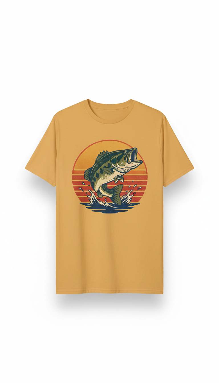 Sunset Gold wild bass sportfishing t-shirt