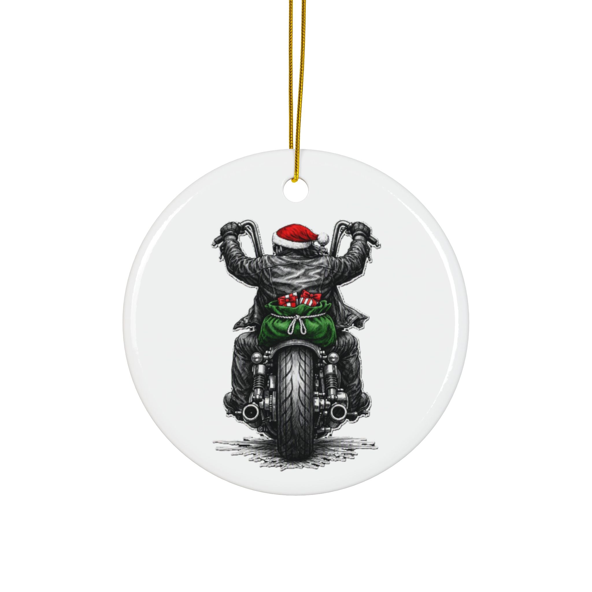 Copy of Biker Motorcycle Ceramic Ornament — Double-Sided Round Holiday Decoration