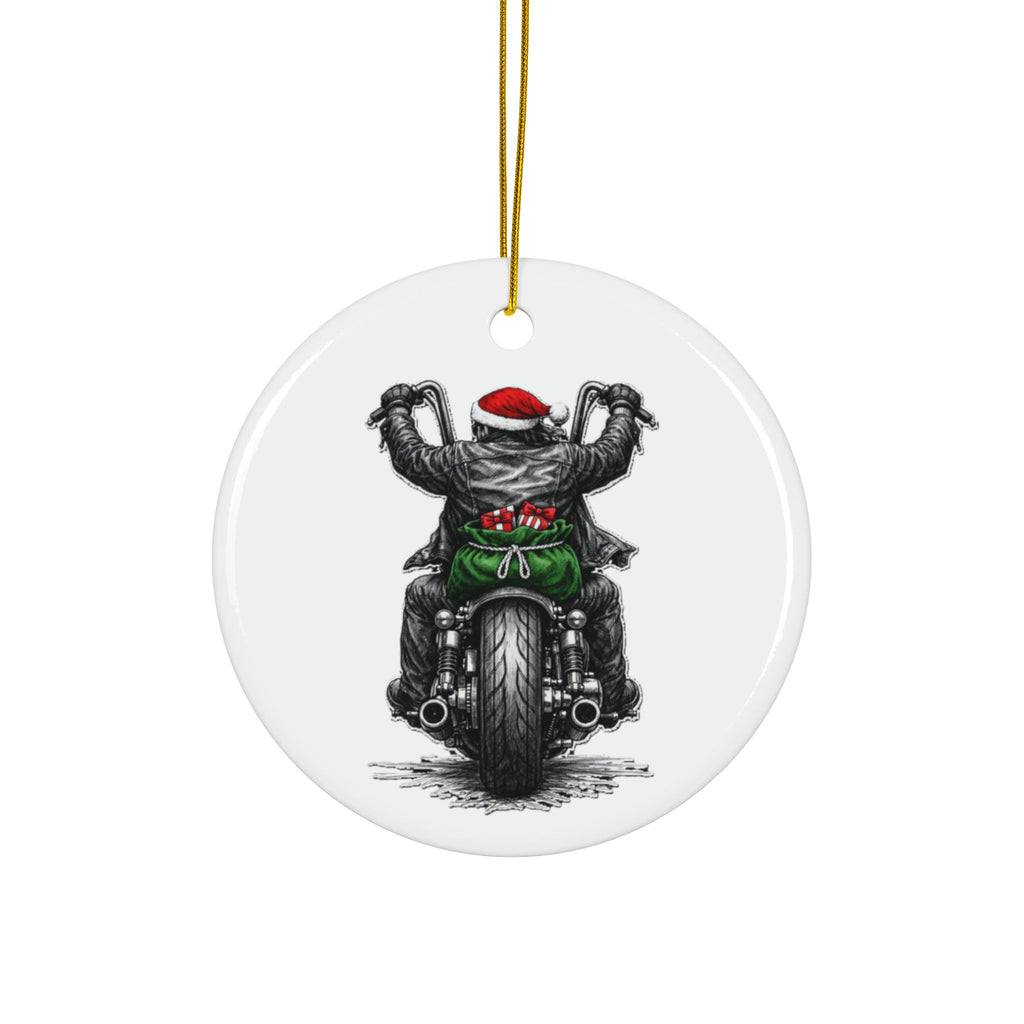 Copy of Biker Motorcycle Ceramic Ornament — Double-Sided Round Holiday Decoration