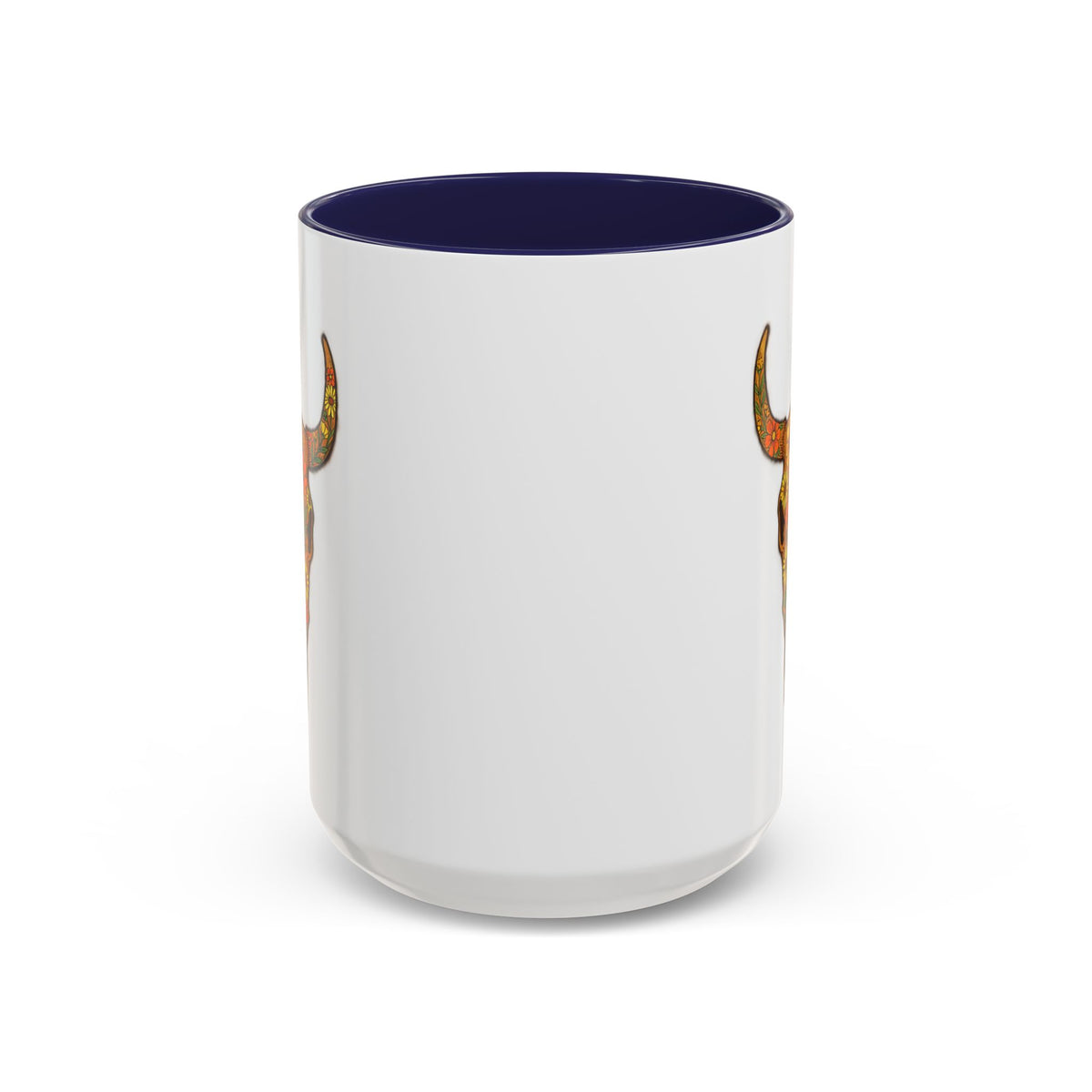 Red Floral Bull Skull Coffee Mug — Southwestern Accent 11/15oz