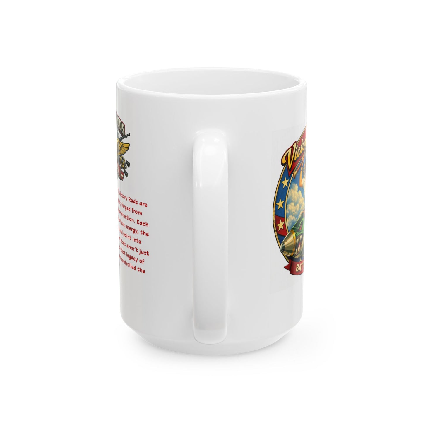 Victory Rods Sportfisherman's WWII Nose Art Pin-Up Illustration Mug | Ceramic Coffee Cup