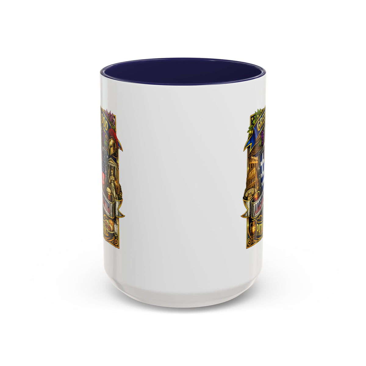 Greek by Blood, American by Birth Accent Coffee Mug – Patriotic Greek Heritage 11/15oz