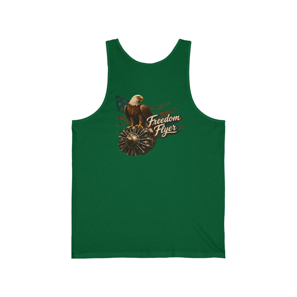 Freedom Flyer Tank Top — Eagle, Motorcycle & P-51 Plane Patriotic Graphic Tank