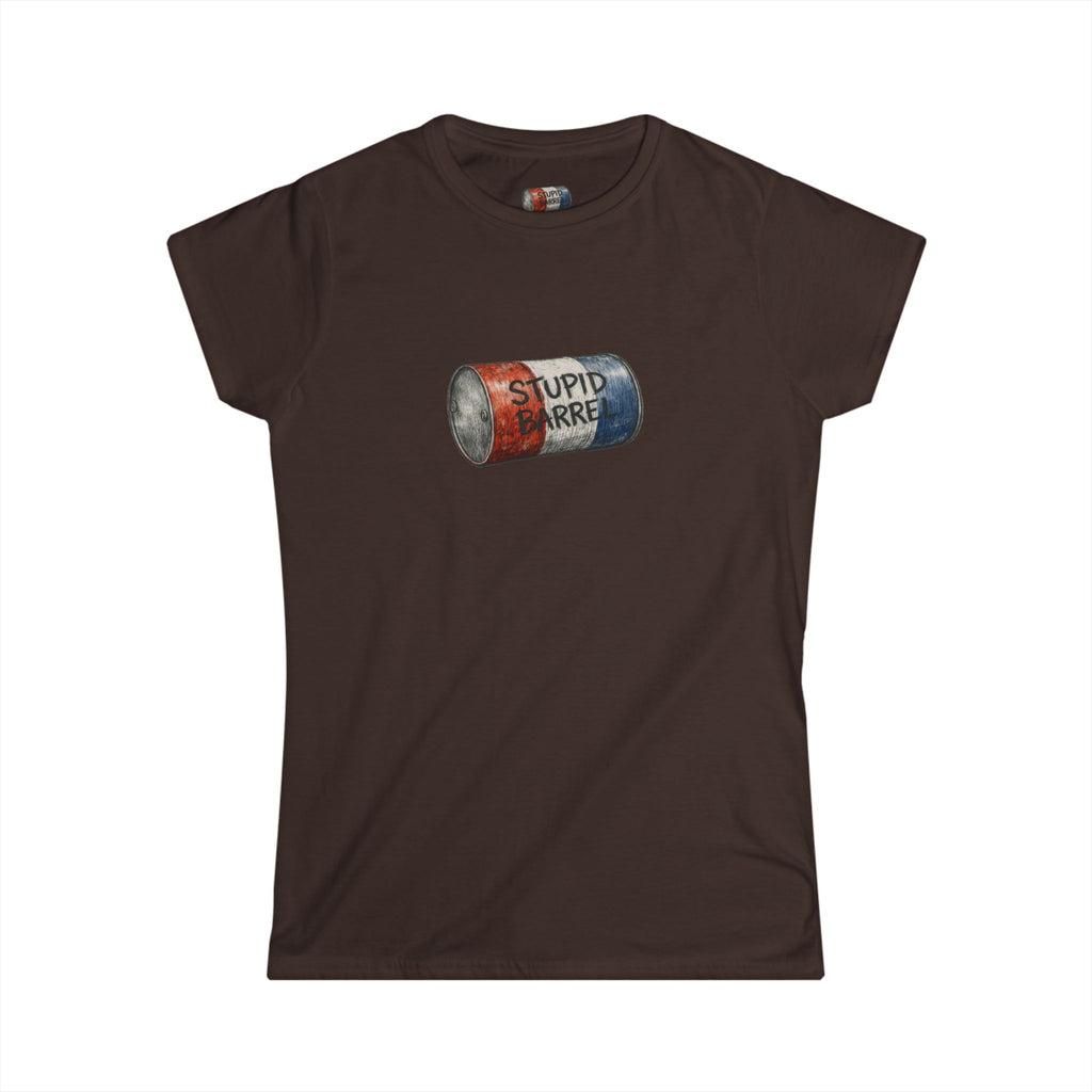 "Stupid Barrel" Women's White Soft style Tee — Classic Everyday Crewneck T-Shirt