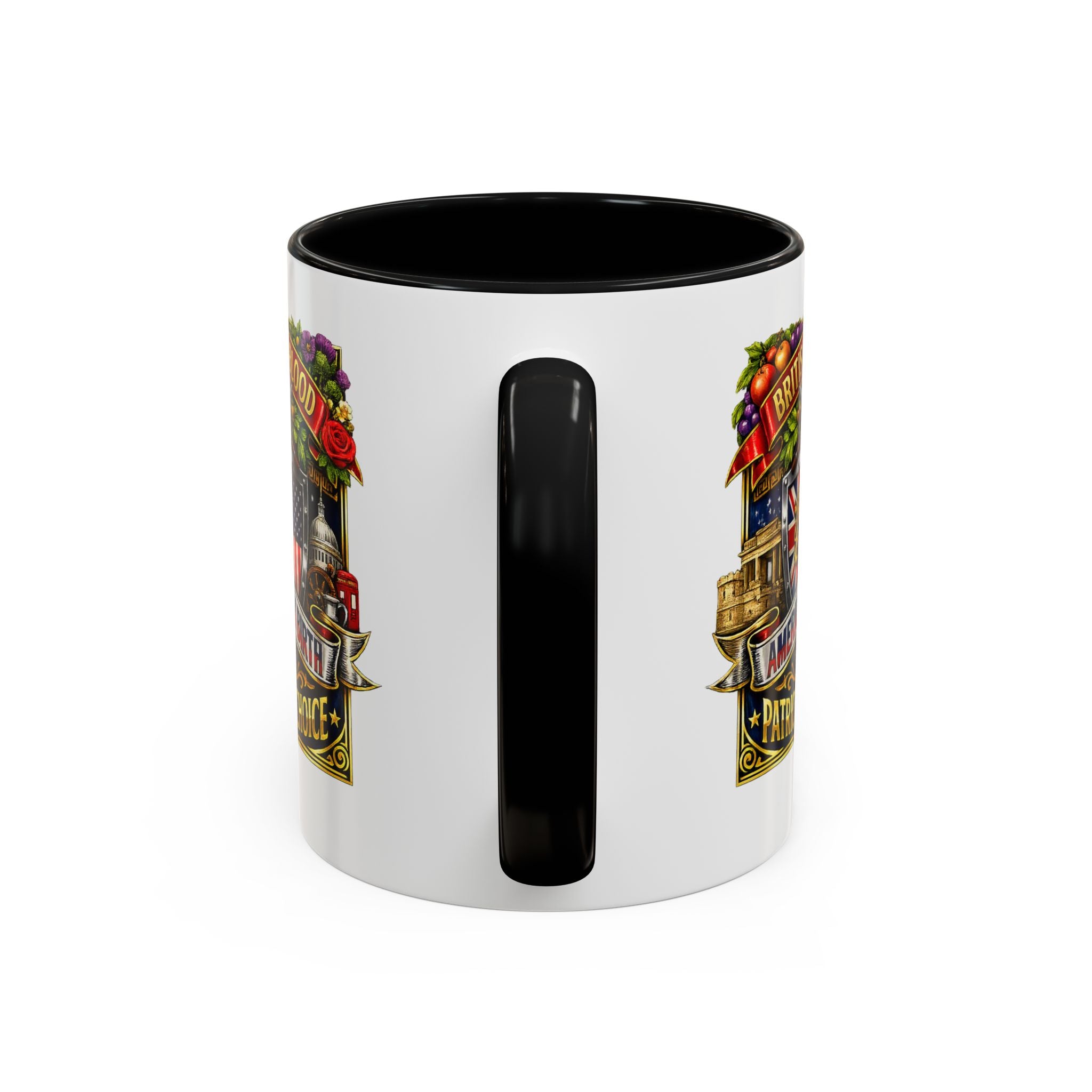 British Pride Coffee Mug — "British by Blood, American by Birth, Patriot by Choice" Patriotic Ceramic Mug