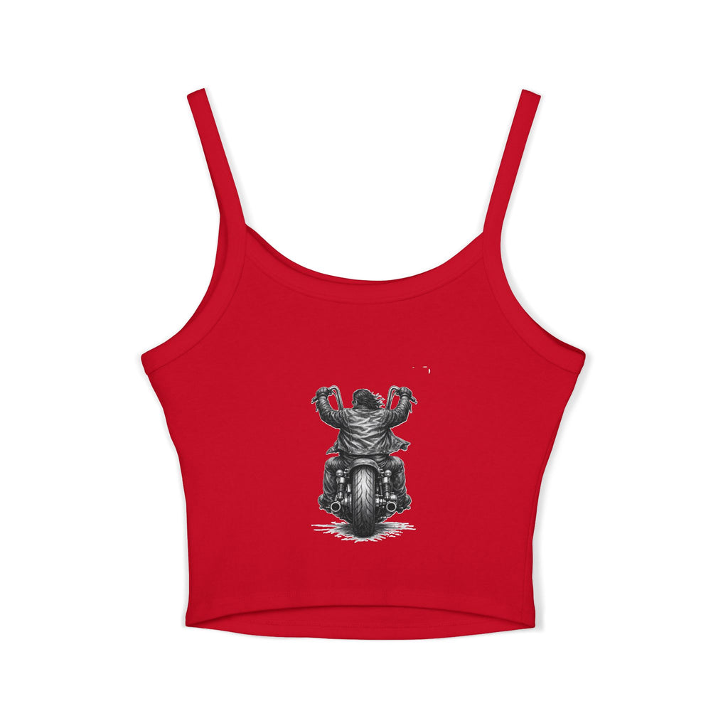 Motorcycle Rider Crop Tank Top — Vintage Biker Graphic