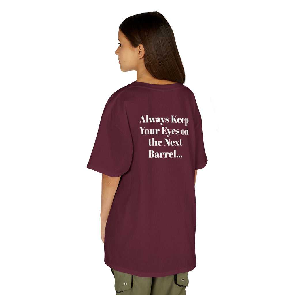 Kids T-Shirt — 'Always Keep Your Eye On the Next Barrel' Cowgirl Graphic