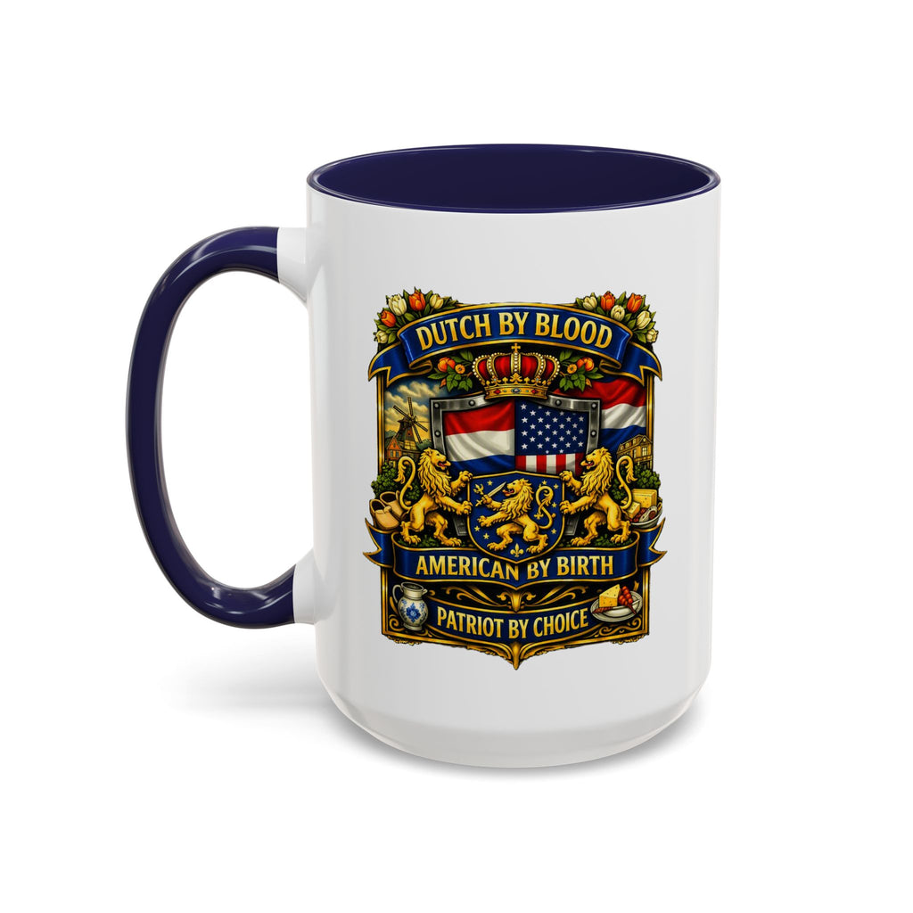 Dutch/American Pride Mug with Vintage Botanical Crest Design