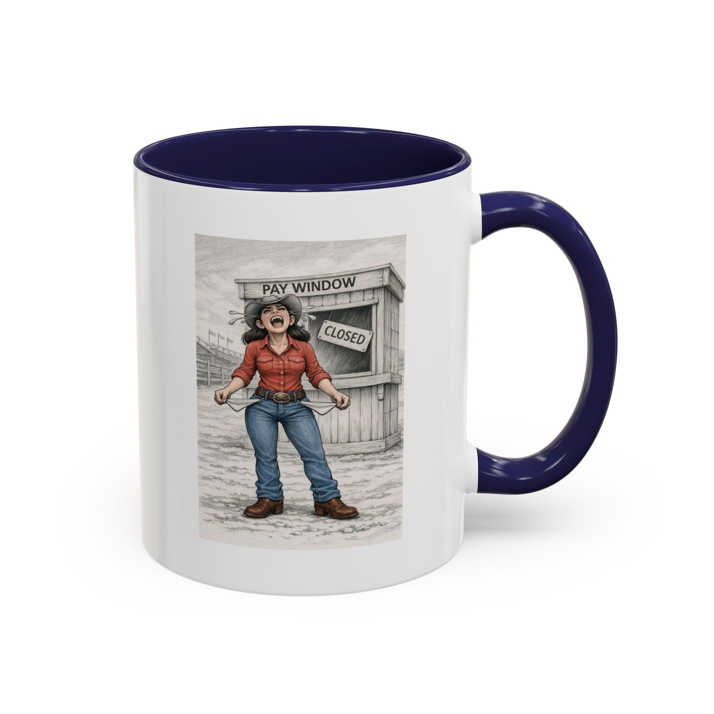 Out of the Money Barrel Racing Coffee Mug — Rodeo Cowgirl Accent Mug (11/15 oz)