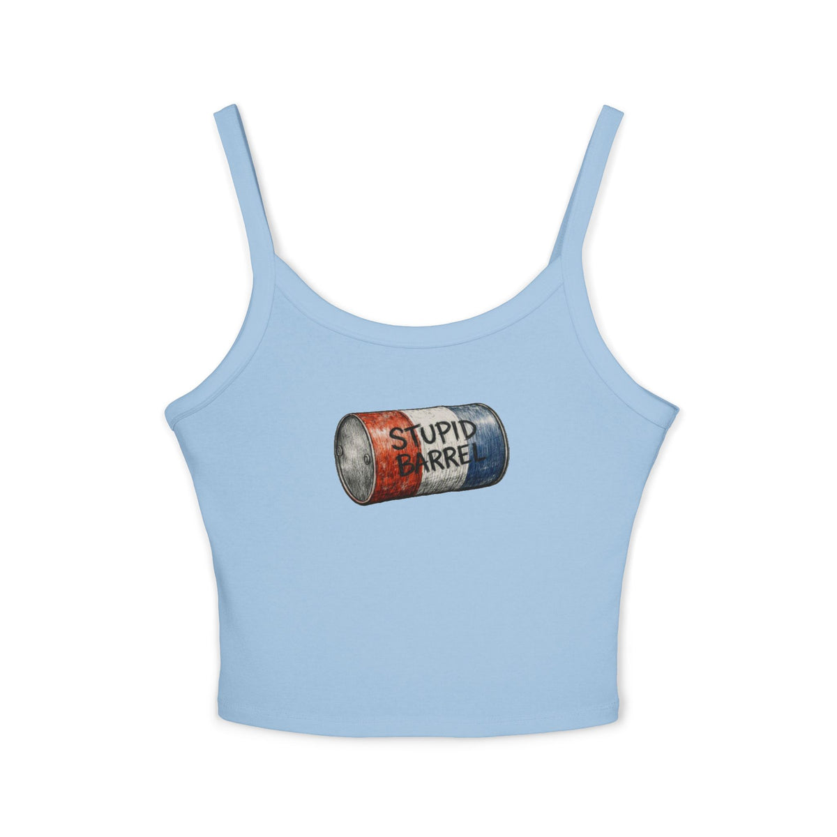 Stupid Barrel Graphic Cropped Tank — Women’s Spaghetti Strap Crop Top