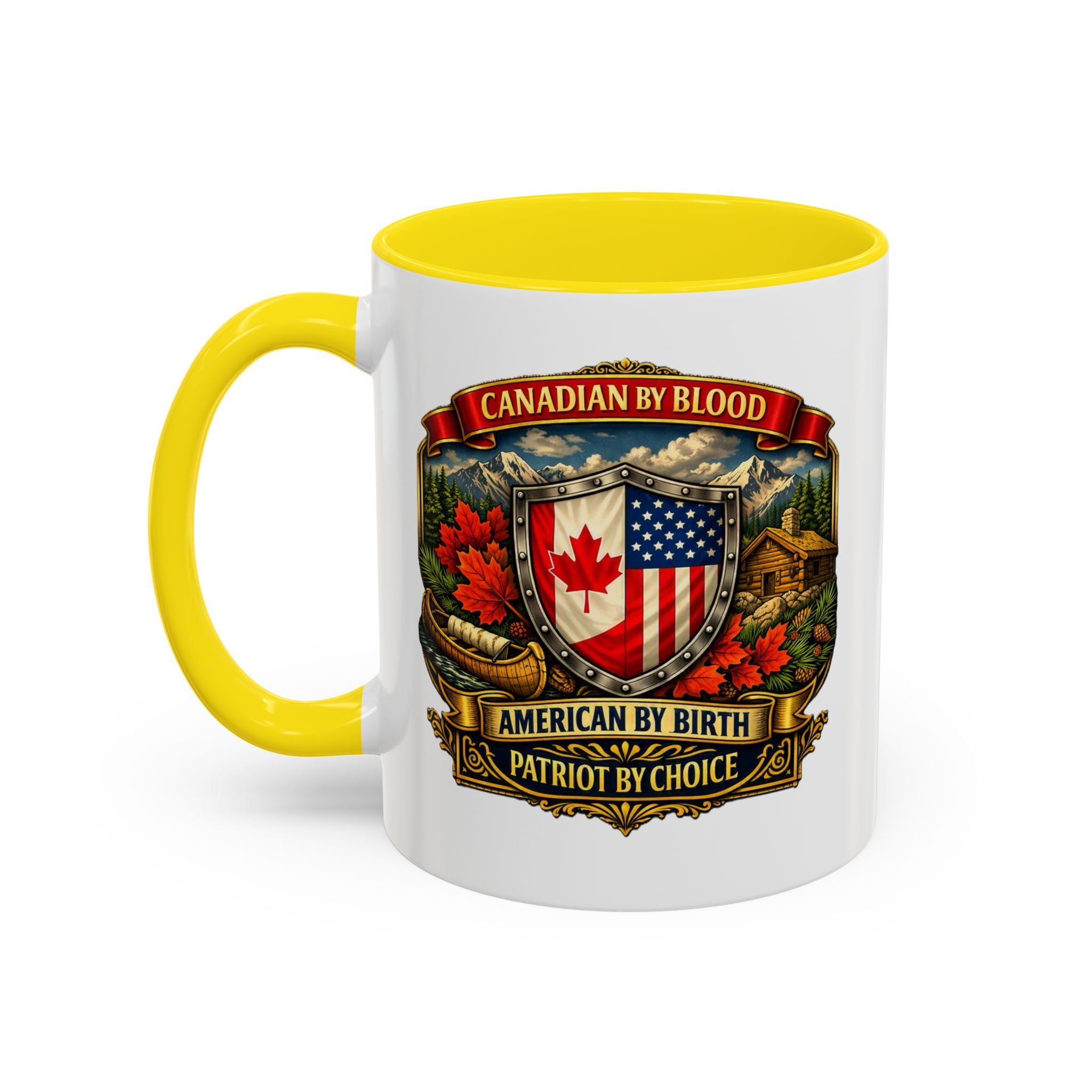 Canadian/American Pride Coat of Arms Accent Coffee Mug (11/15oz)