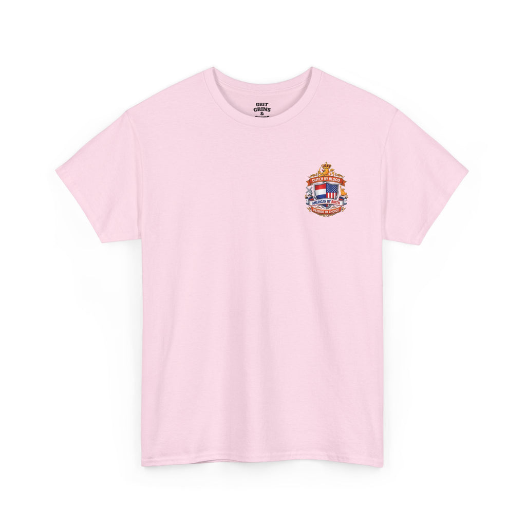 Dutch by Blood, American by Birth T-Shirt — Patriotic Netherlands USA Crest Tee