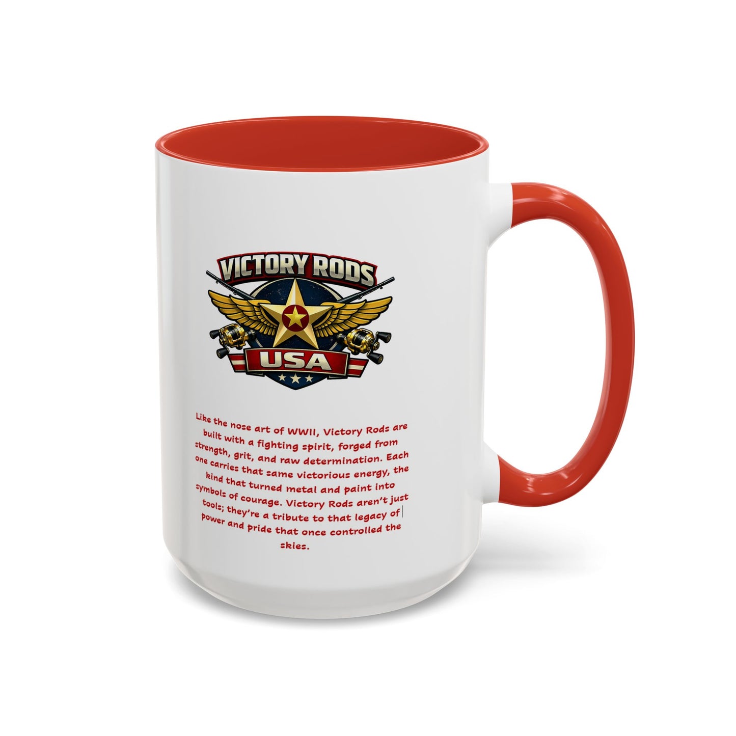 Victory Rods Sportfisherman's WWII Nose Art Pin-Up Illustration Mug | Ceramic Coffee Cup