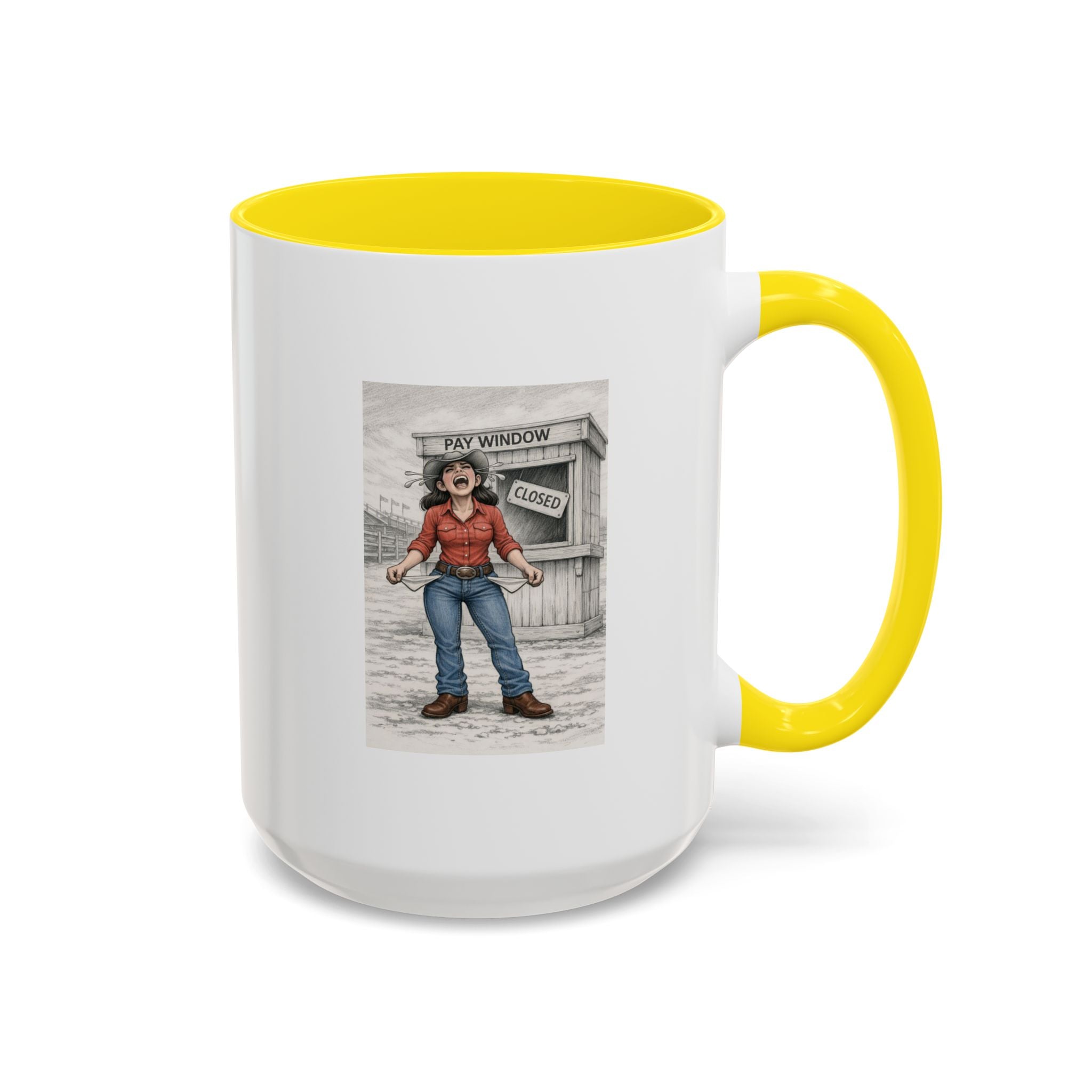 Out of the Money Barrel Racing Coffee Mug — Rodeo Cowgirl Accent Mug (11/15 oz)