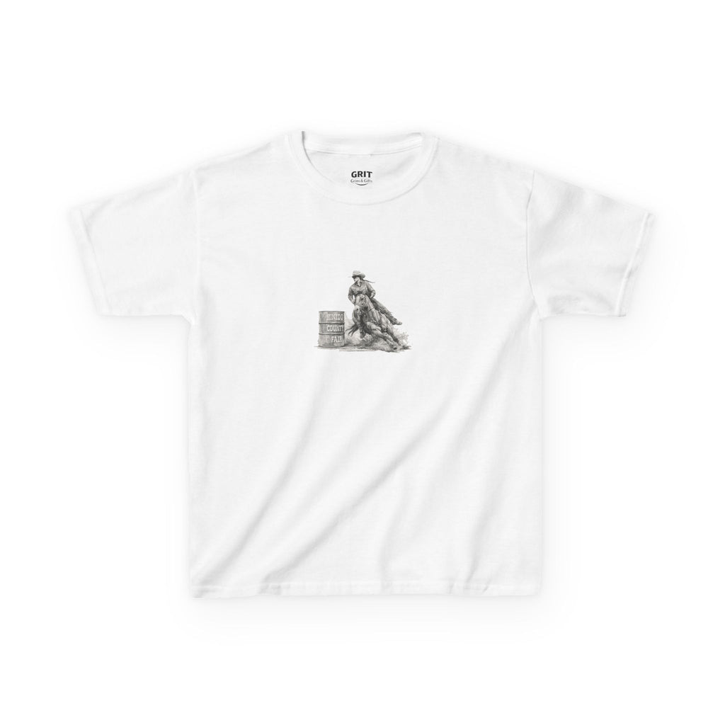 Kids T-Shirt — 'Always Keep Your Eye On the Next Barrel' Cowgirl Graphic