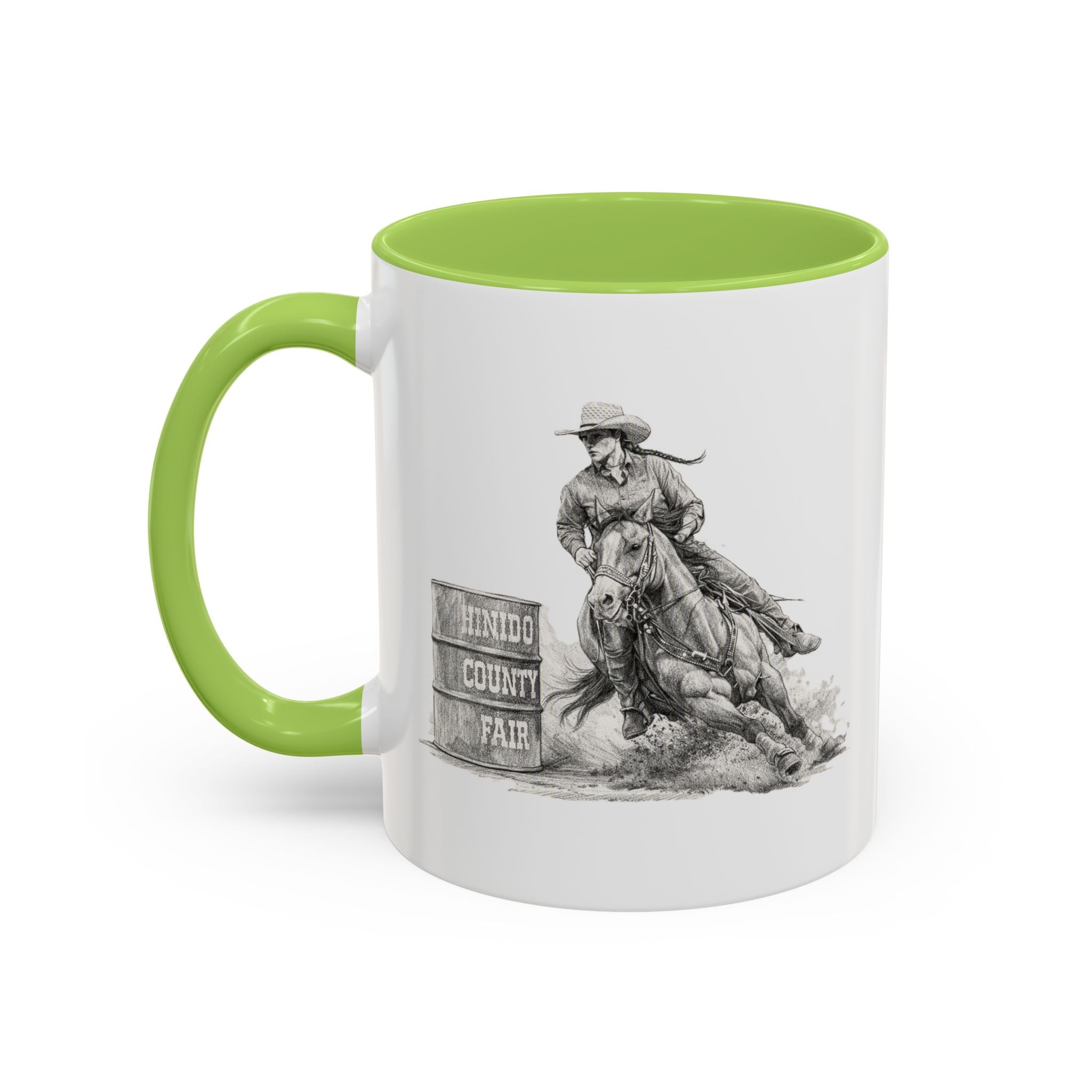 Barrel Racing Coffee Mug — "Horse and Rider Focused on the Next Barrel"
