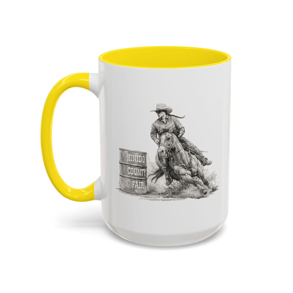 Barrel Racing Coffee Mug — "Horse and Rider Focused on the Next Barrel"