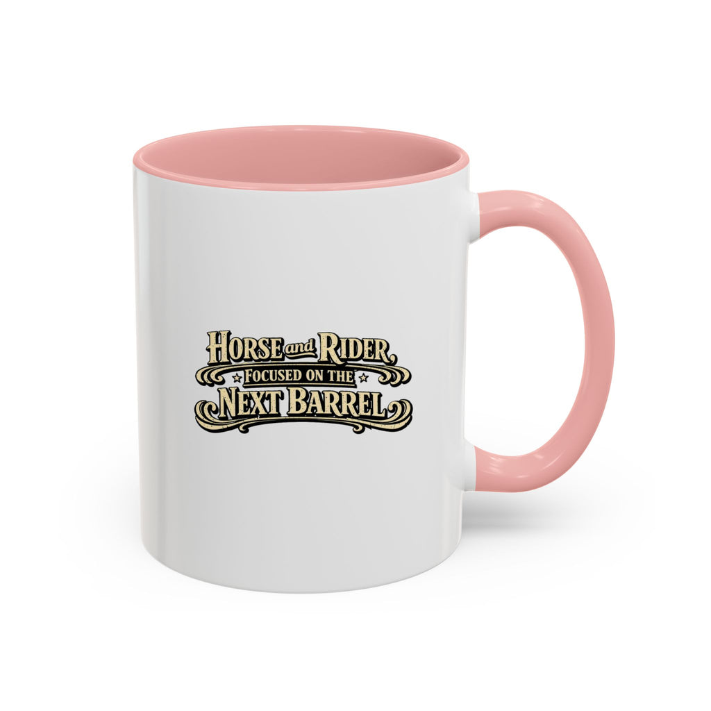 Barrel Racing Coffee Mug — "Horse and Rider Focused on the Next Barrel"