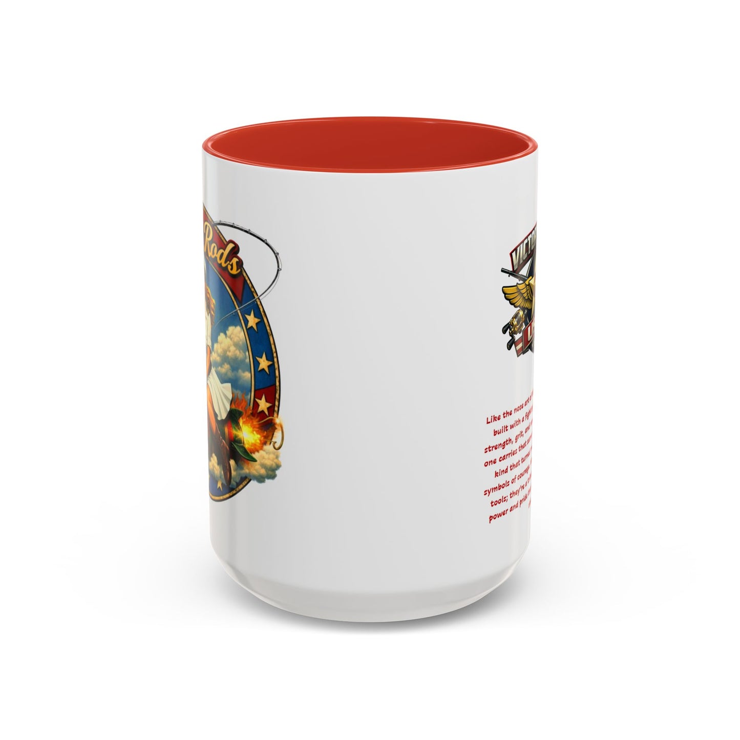 Victory Rods Sportfisherman's WWII Nose Art Pin-Up Illustration Mug | Ceramic Coffee Cup