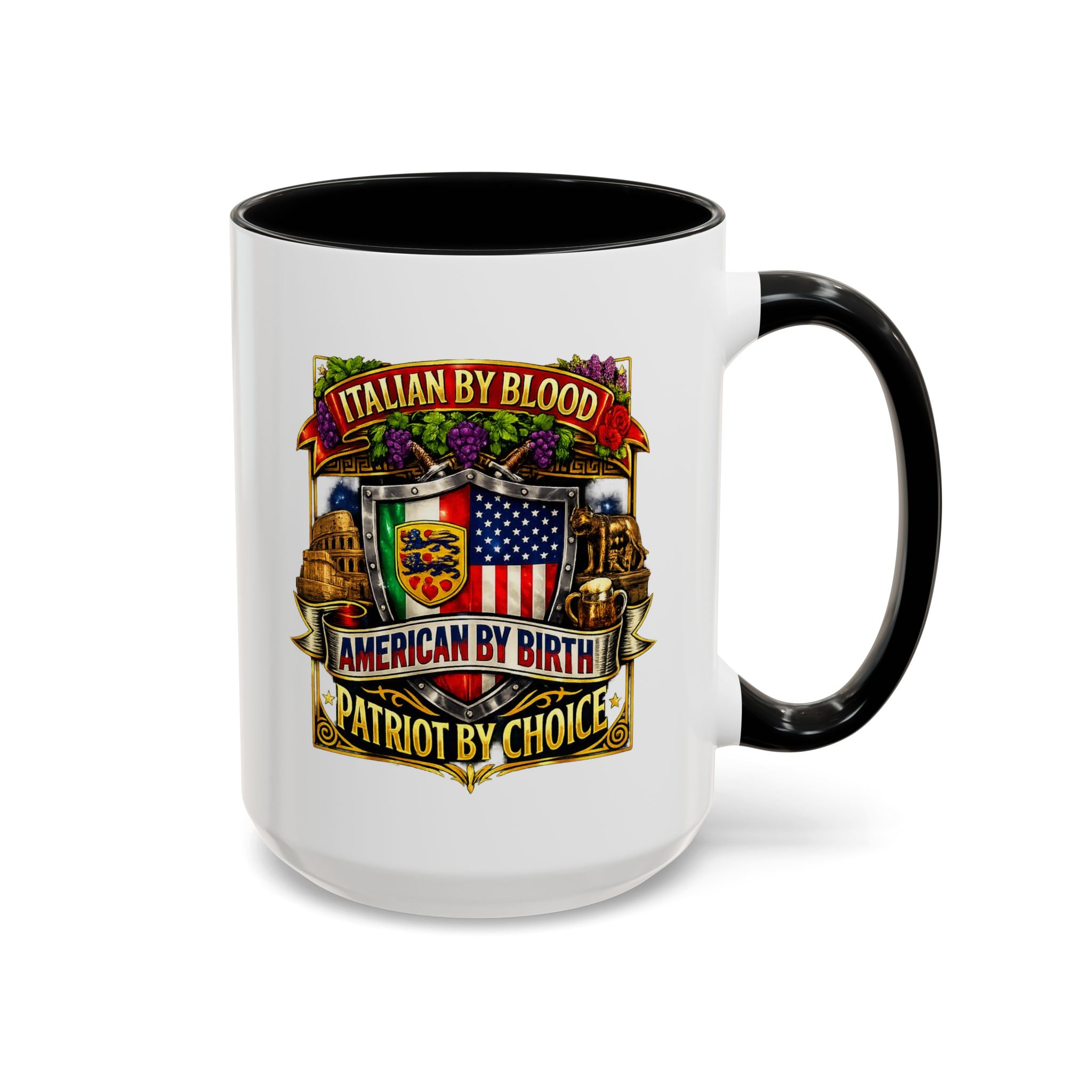 Italian by Blood American by Birth "Patriot by Choice" Accent Coffee Mug (11/15oz)
