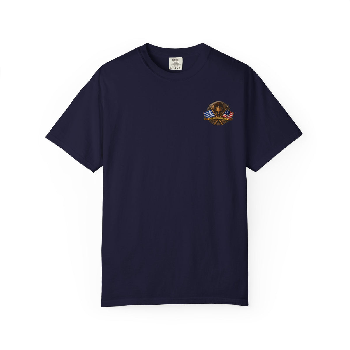 Greek American Heritage T-Shirt — Eagle Crest with Flags & "One Nation" Emblem