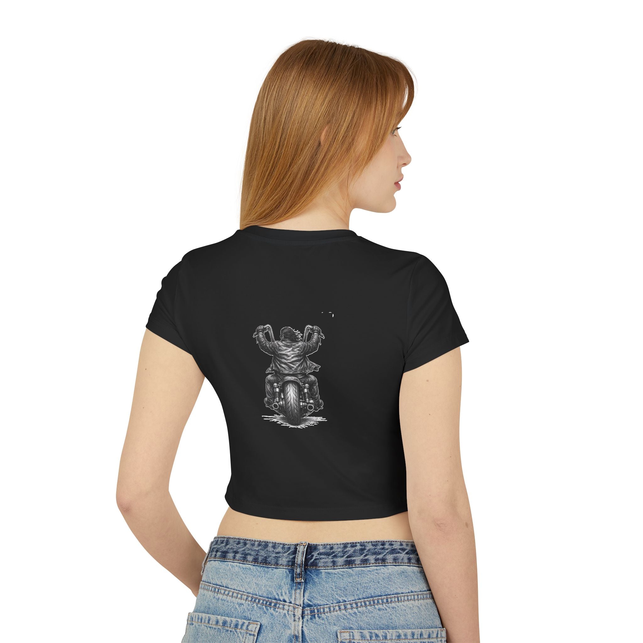 Biker Women's Baby Tee — Vintage "BBBAD" Design