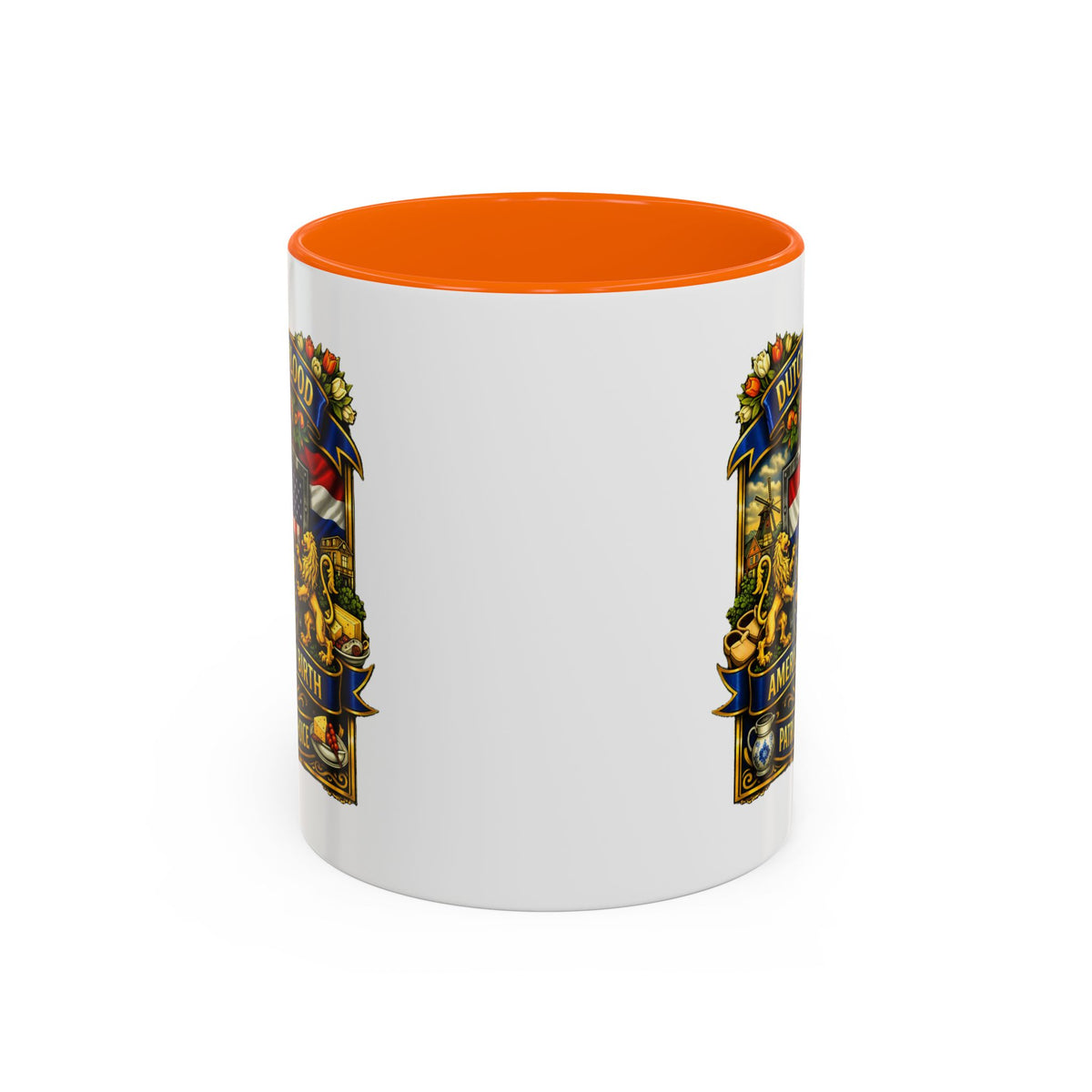 Dutch/American Pride Mug with Vintage Botanical Crest Design