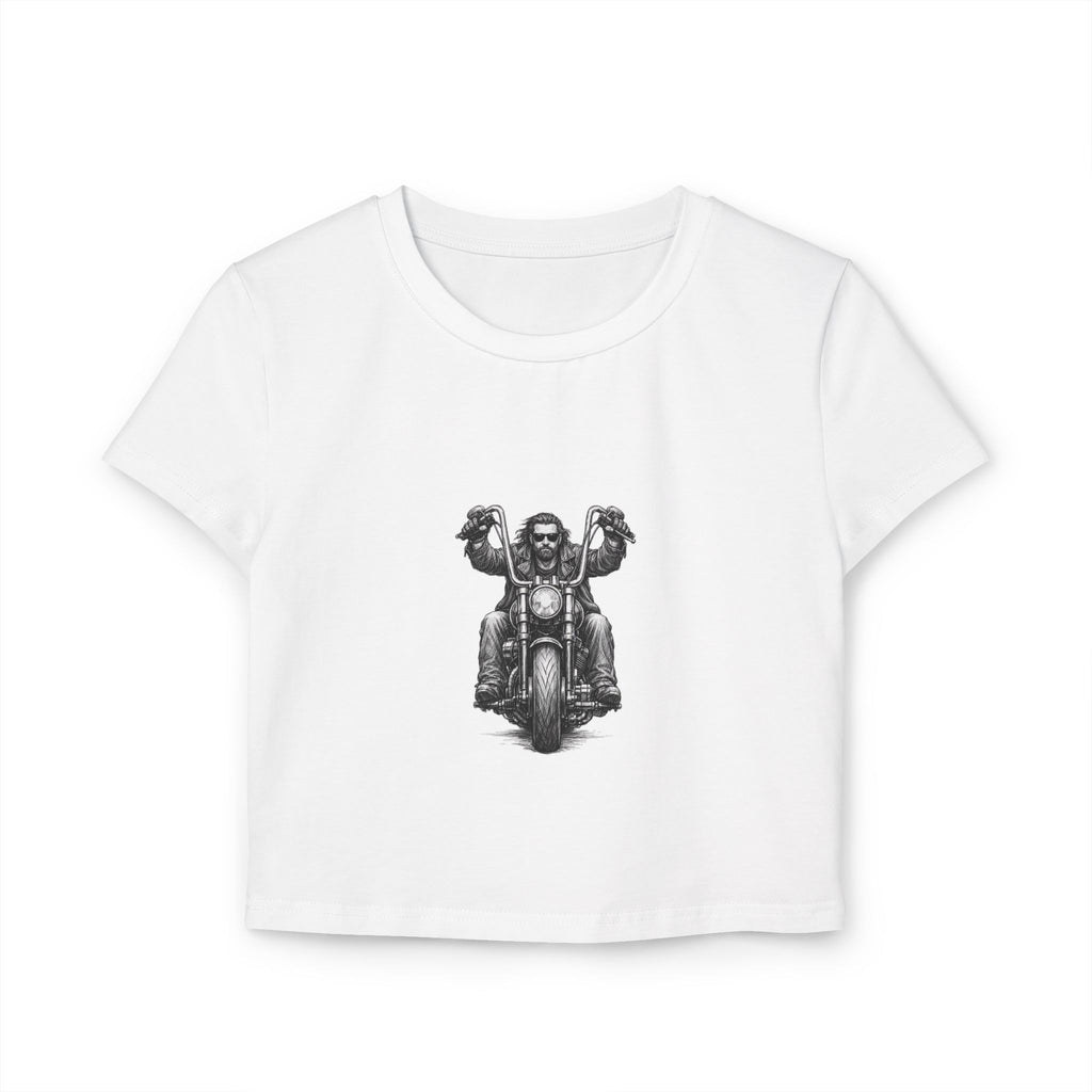 Biker Women's Baby Tee — Vintage "BBBAD" Design