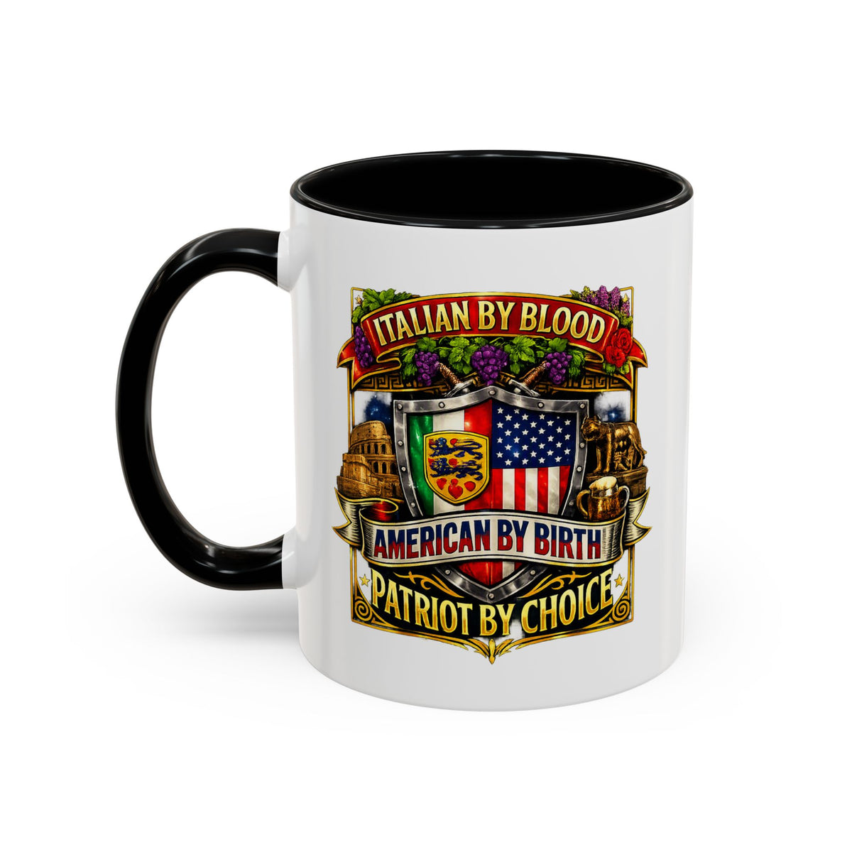 Italian by Blood American by Birth "Patriot by Choice" Accent Coffee Mug (11/15oz)