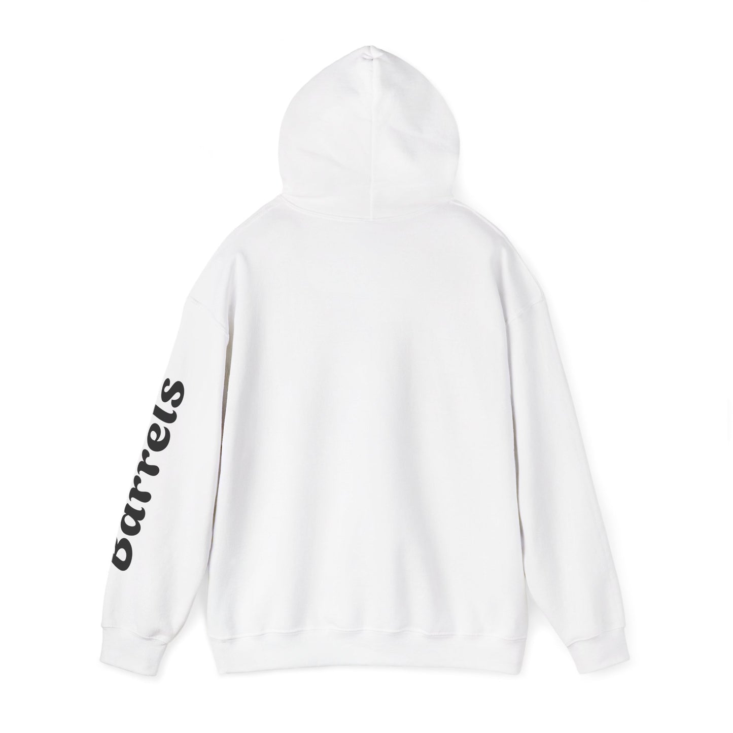 Cowboy Barrel Racing Hoodie — Western Rodeo Pullover with 'barrels' Sleeve Text