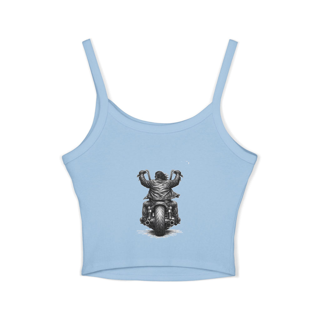 Motorcycle Rider Crop Tank Top — Vintage Biker Graphic