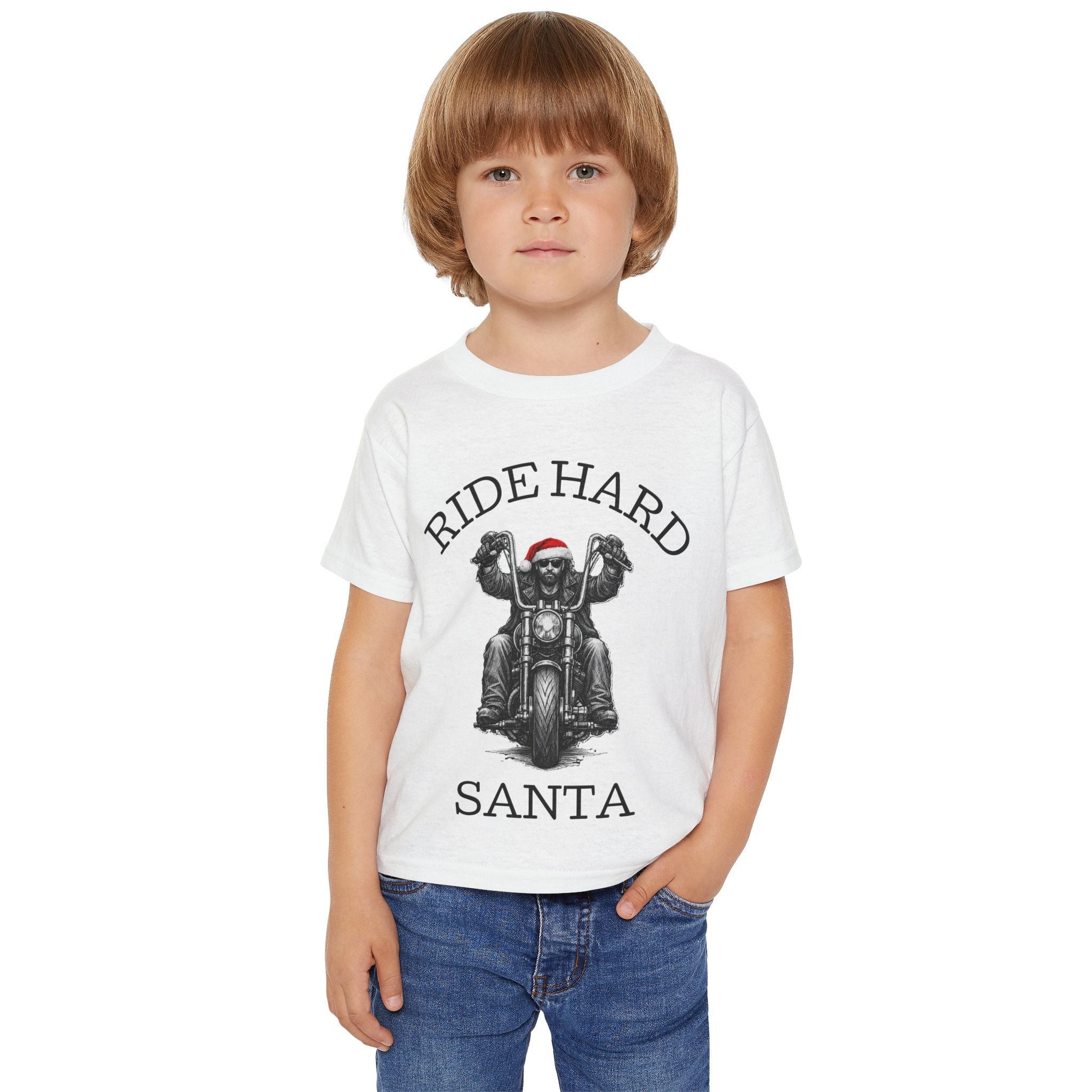 Toddler T‑Shirt — Ride Hard Santa Motorcycle Christmas Tee