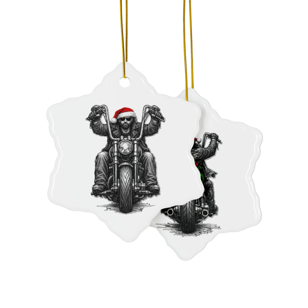 Copy of Biker Motorcycle Ceramic Ornament — Double-Sided Round Holiday Decoration