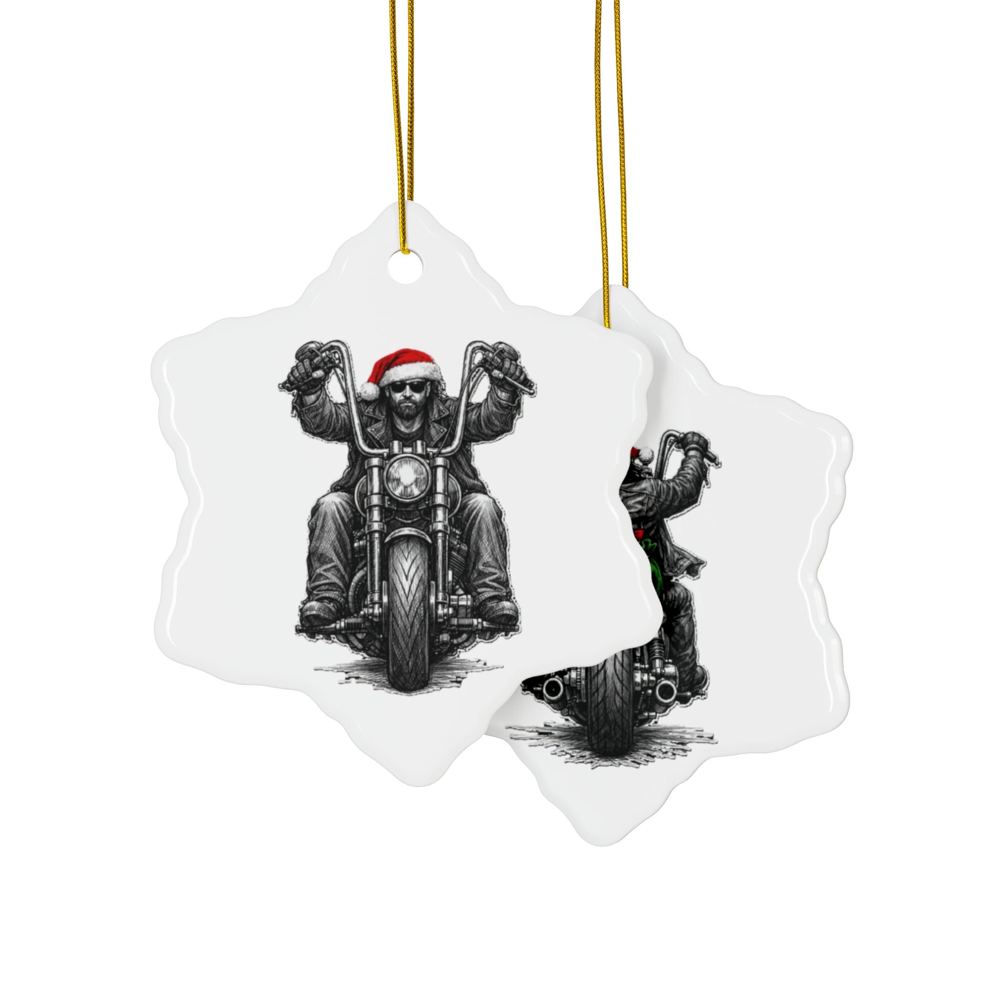 Copy of Biker Motorcycle Ceramic Ornament — Double-Sided Round Holiday Decoration