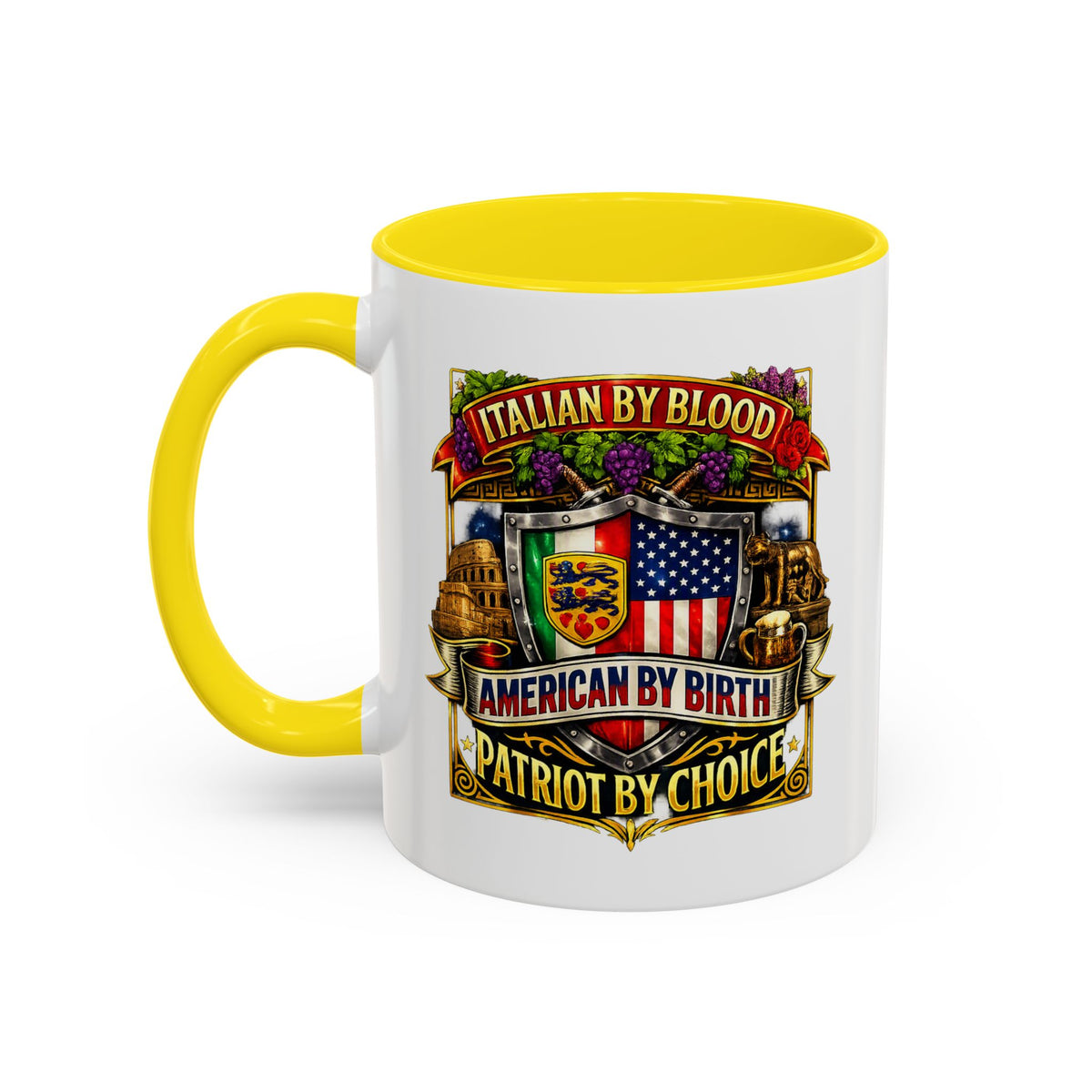 Italian by Blood American by Birth "Patriot by Choice" Accent Coffee Mug (11/15oz)