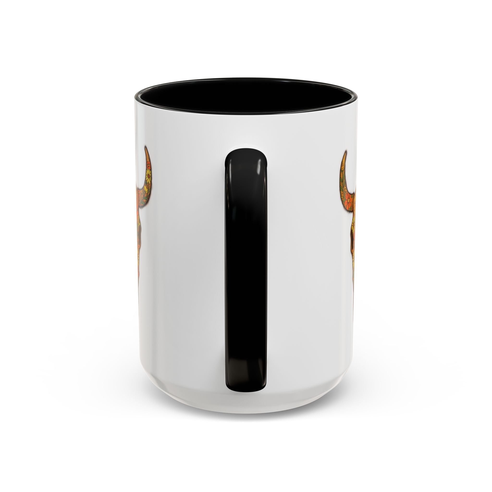 Copy of Turquoise Floral Bull Skull Coffee Mug — Southwestern Accent 11/15oz