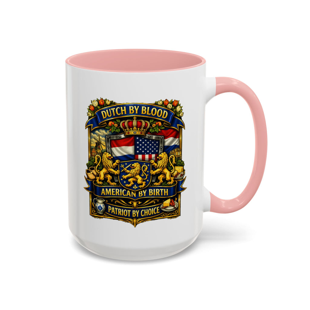 Dutch/American Pride Mug with Vintage Botanical Crest Design