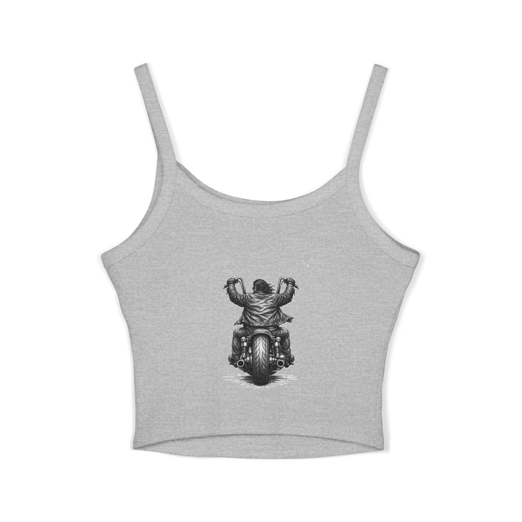 Motorcycle Rider Crop Tank Top — Vintage Biker Graphic