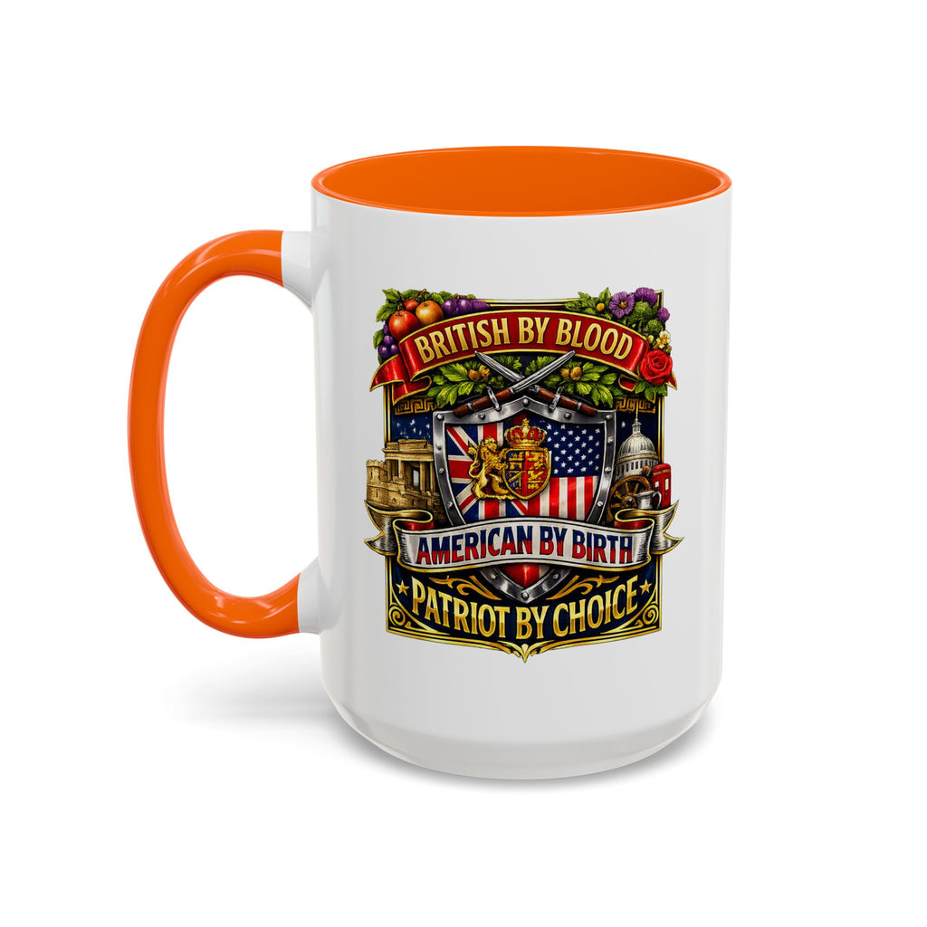 British Pride Coffee Mug — "British by Blood, American by Birth, Patriot by Choice" Patriotic Ceramic Mug