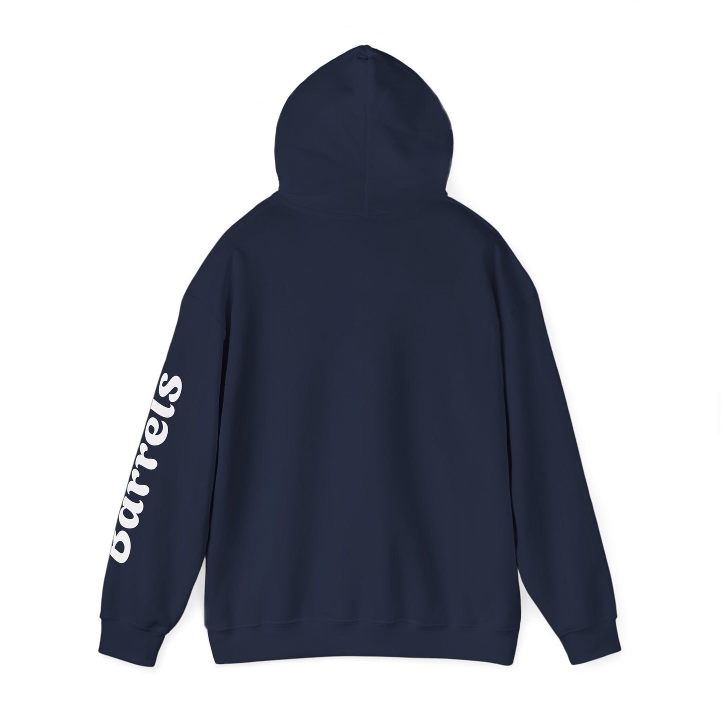 Cowboy Barrel Racing Hoodie — Western Rodeo Pullover with 'barrels' Sleeve Text