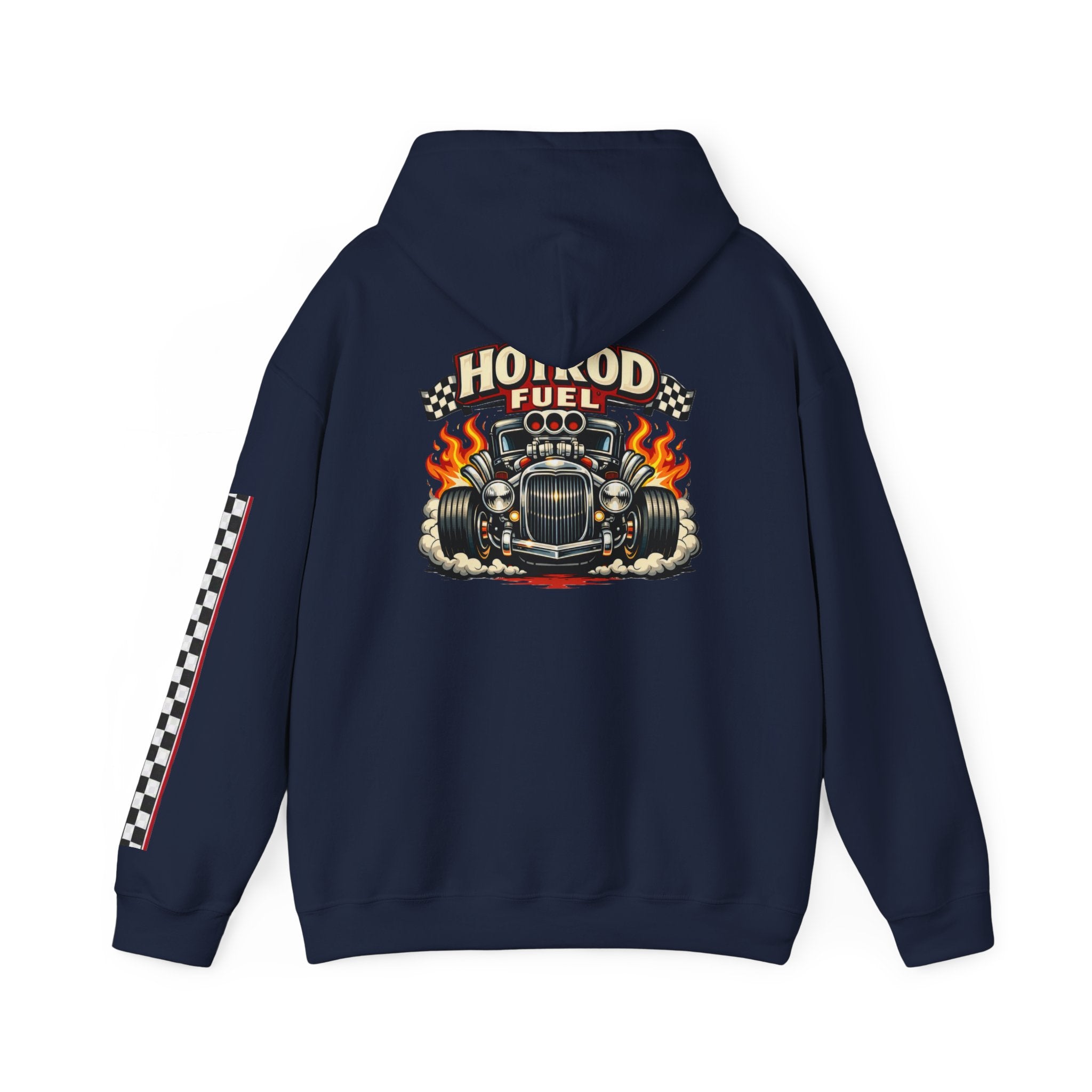 Hot Rod Hoodie — "Hot Rod Fuel" Vintage Car Racing Pullover