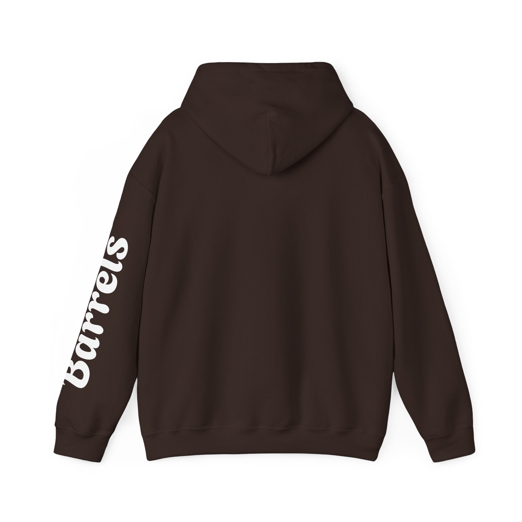 Cowgirl Barrel Racing Hoodie — Western Rodeo Pullover with 'barrels' Sleeve Text