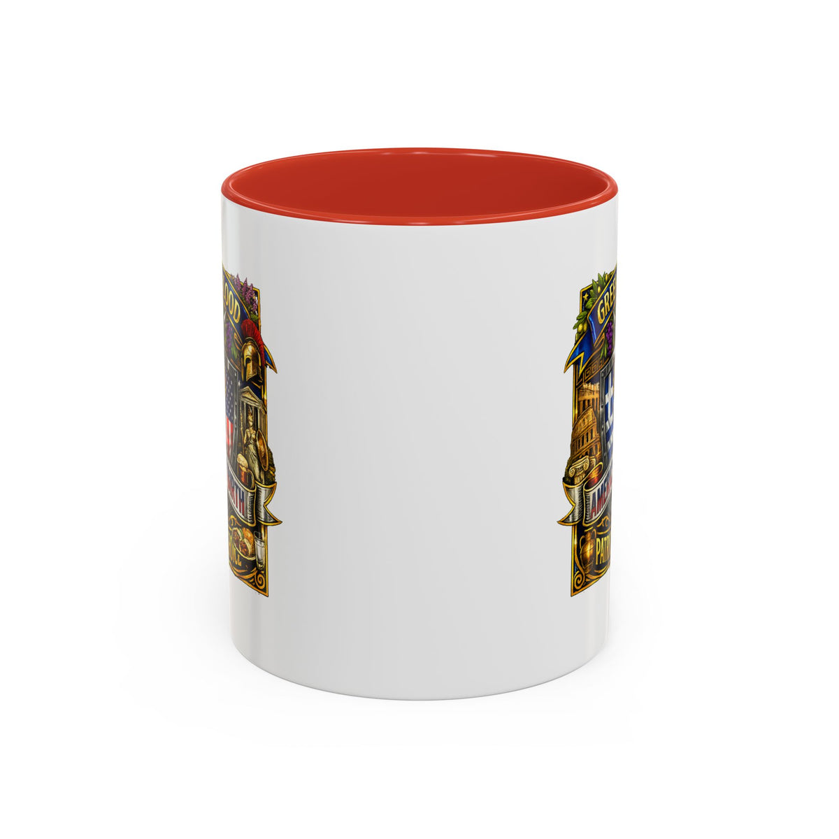 Greek by Blood, American by Birth Accent Coffee Mug – Patriotic Greek Heritage 11/15oz