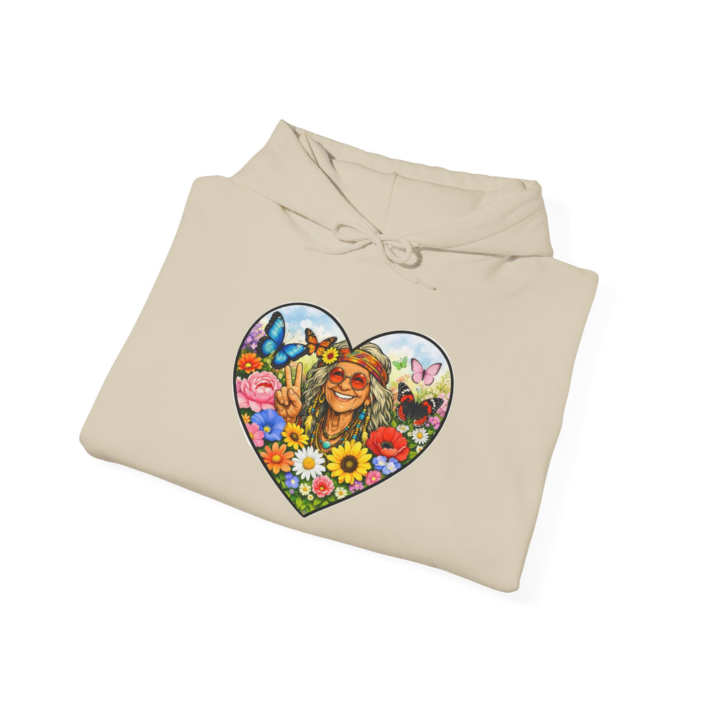 Heart Floral Hippie Hoodie - Vintage Flower Child Pullover