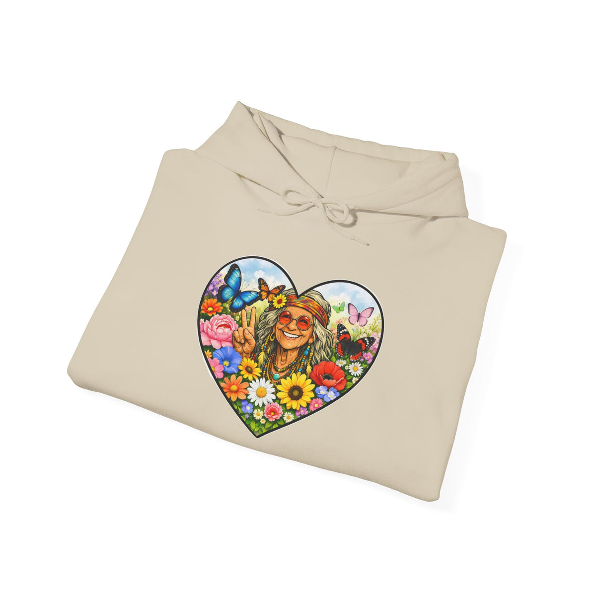 Heart Floral Hippie Hoodie - Vintage Flower Child Pullover