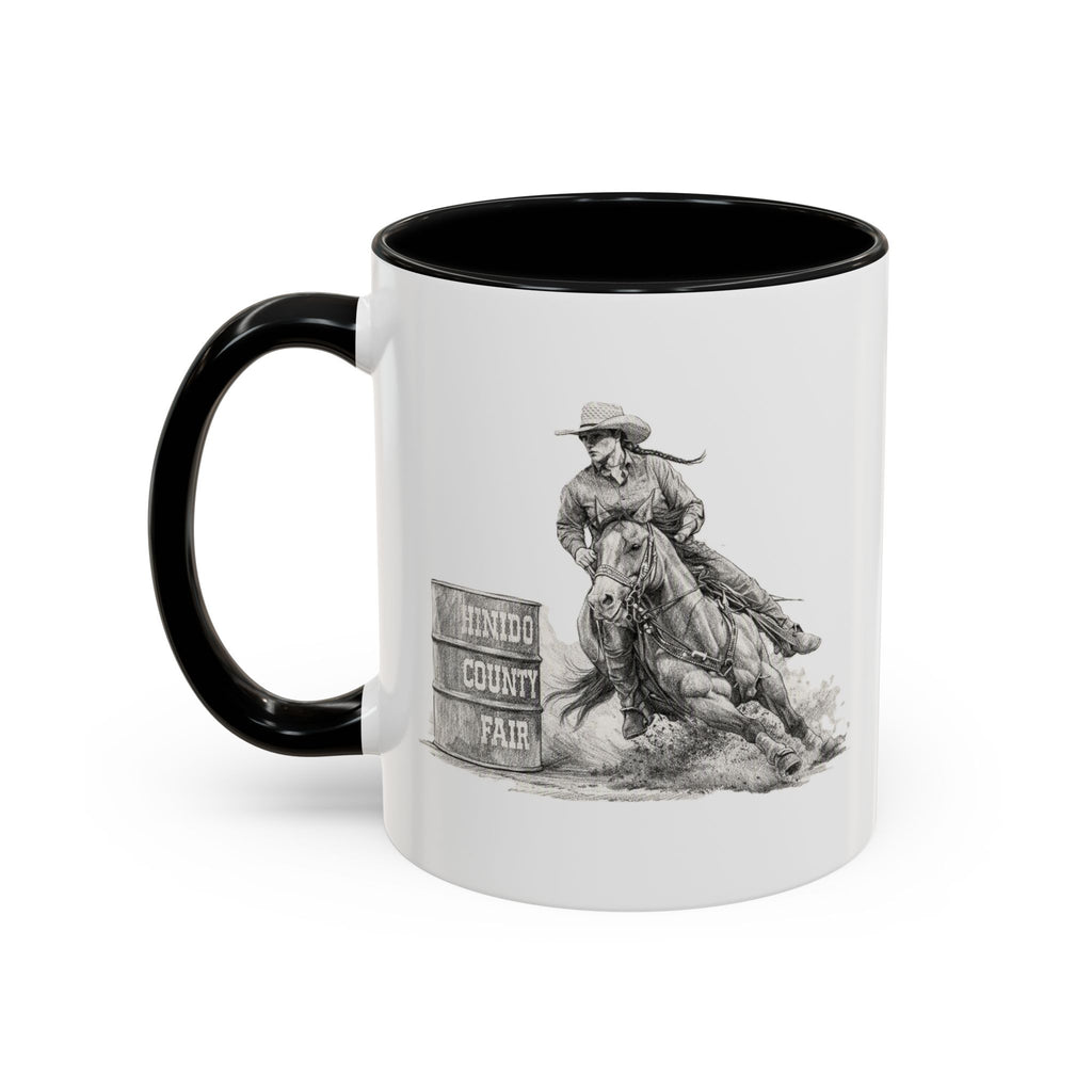 Barrel Racing Coffee Mug — "Horse and Rider Focused on the Next Barrel"