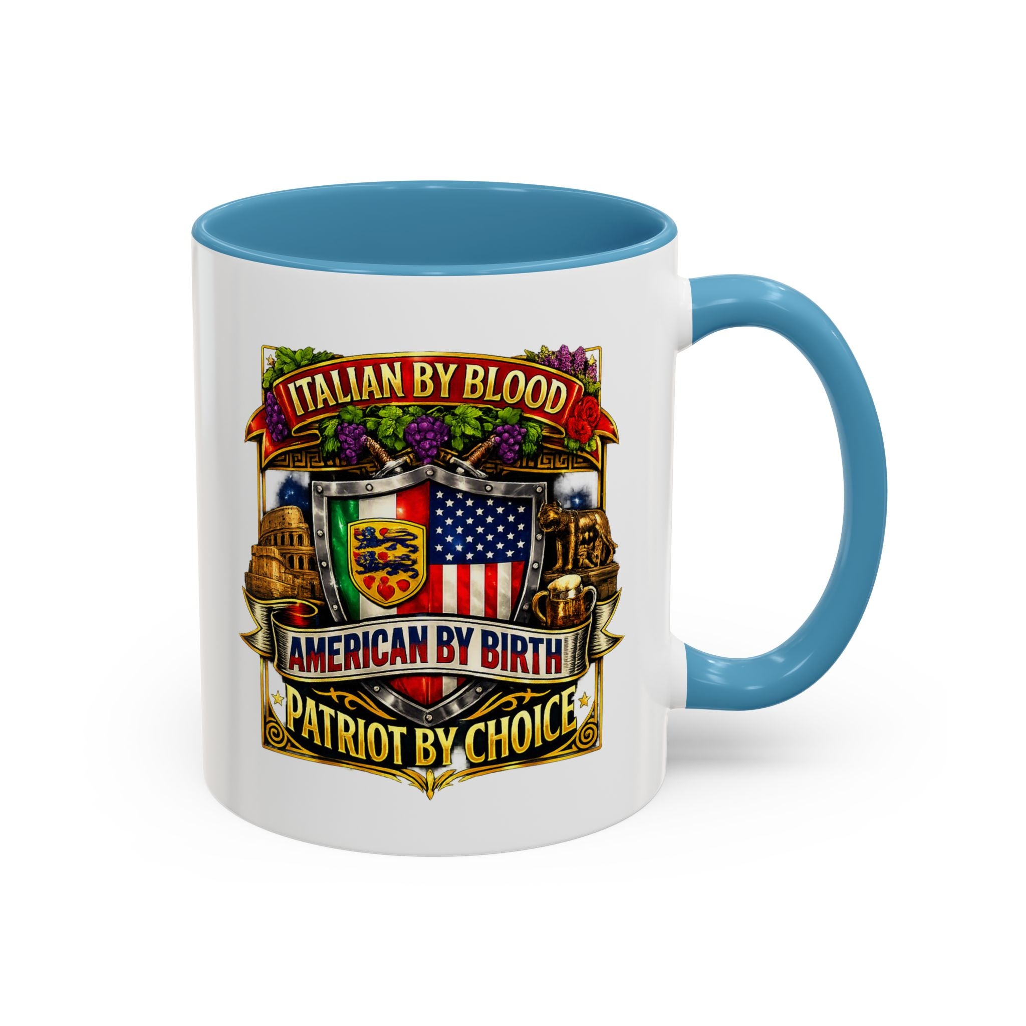 Italian by Blood American by Birth "Patriot by Choice" Accent Coffee Mug (11/15oz)