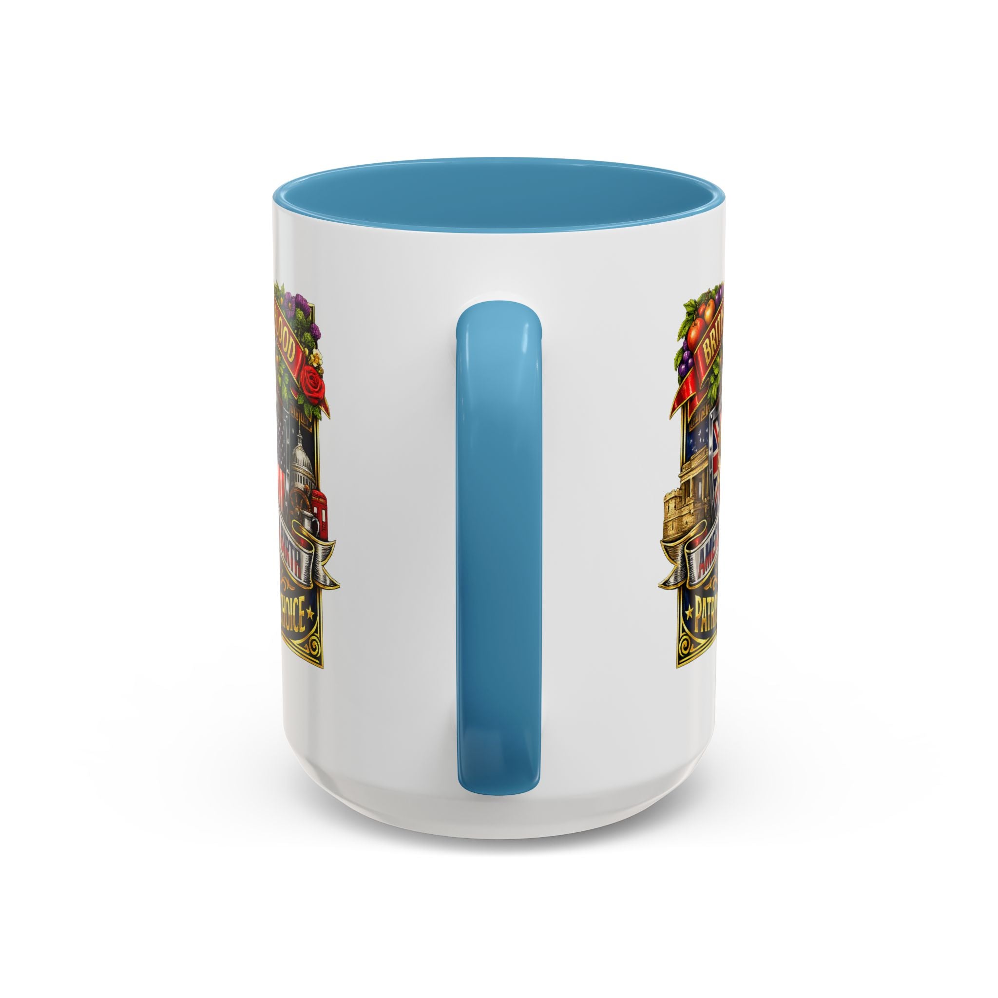 British Pride Coffee Mug — "British by Blood, American by Birth, Patriot by Choice" Patriotic Ceramic Mug
